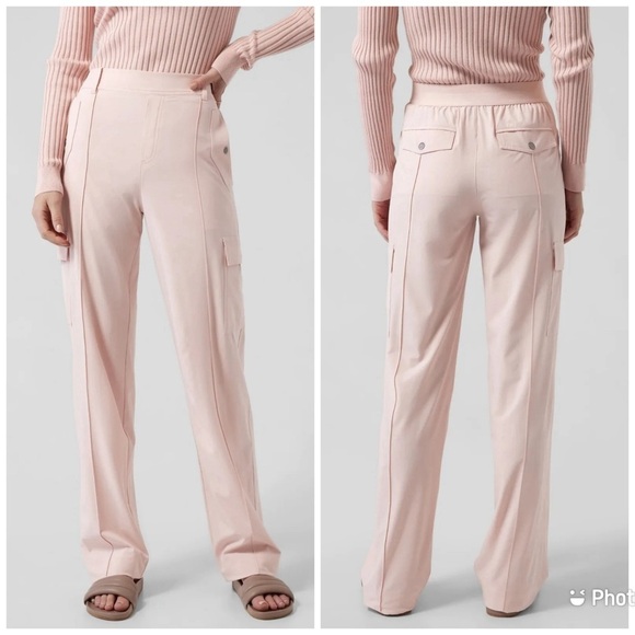 Athleta Pants - Athleta Vienna Cargo Pant Pink Sz 18 988133  Straight‎ Leg Stretch Travel